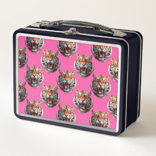 Diseño de patrón de cabeza de tigre rosa
