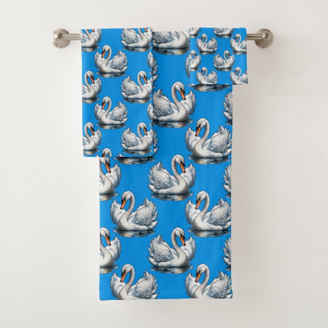 Diseño de patrón de cisnes sobre azul  (In situ)