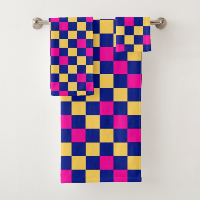 Diseño de Patrón de Cuadros Azul Amarillo Rosa (In situ)