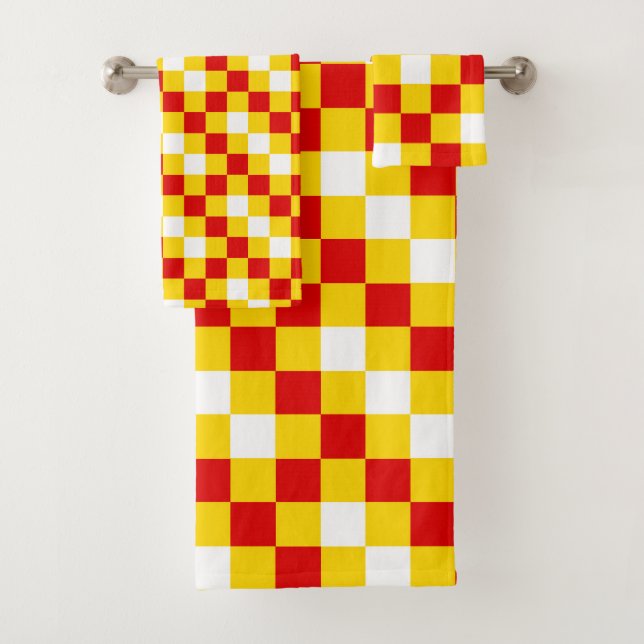 Diseño de patrón de cuadros rojo blanco amarillo (In situ)