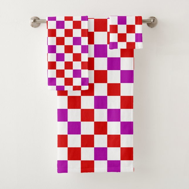 Diseño de patrón de cuadros rojos blancos y morado (In situ)