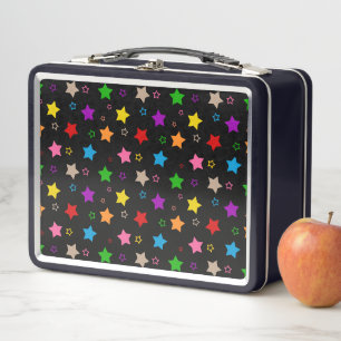 Diseño de patrón de estrellas coloridas negro 