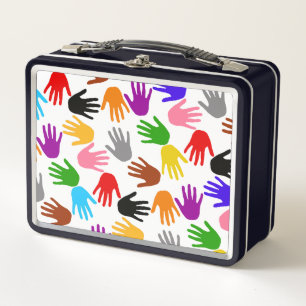 Diseño de patrón de huella de mano colorida blanca