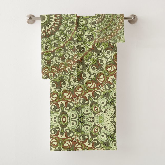 Diseño de patrón de mandala verde terroso y marrón (In situ)