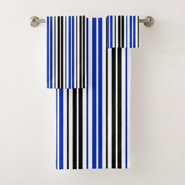 Diseño de patrón de rayas blancas negras azules (In situ)