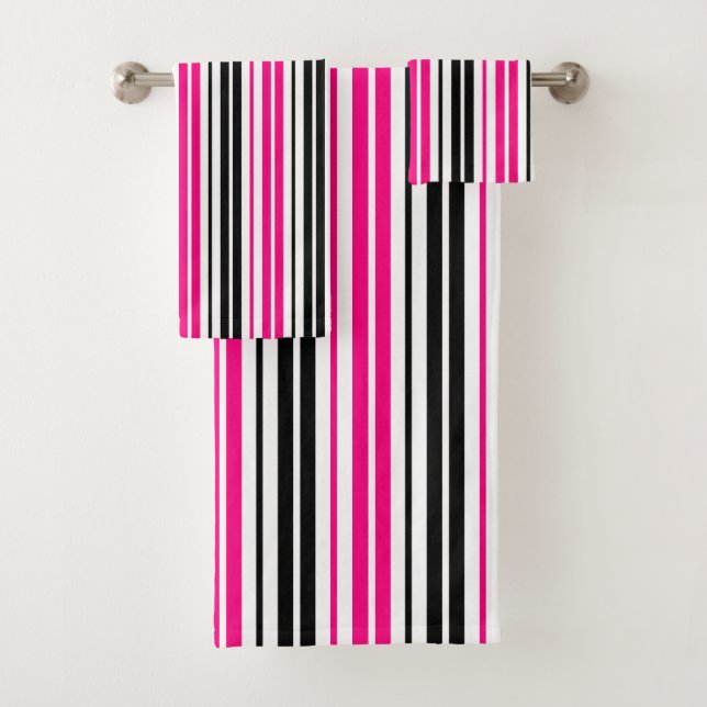Diseño de patrón de rayas blancas y negras rosadas (In situ)