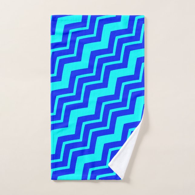 Diseño de patrón de zag azul Zig Chevron (Toalla de mano)
