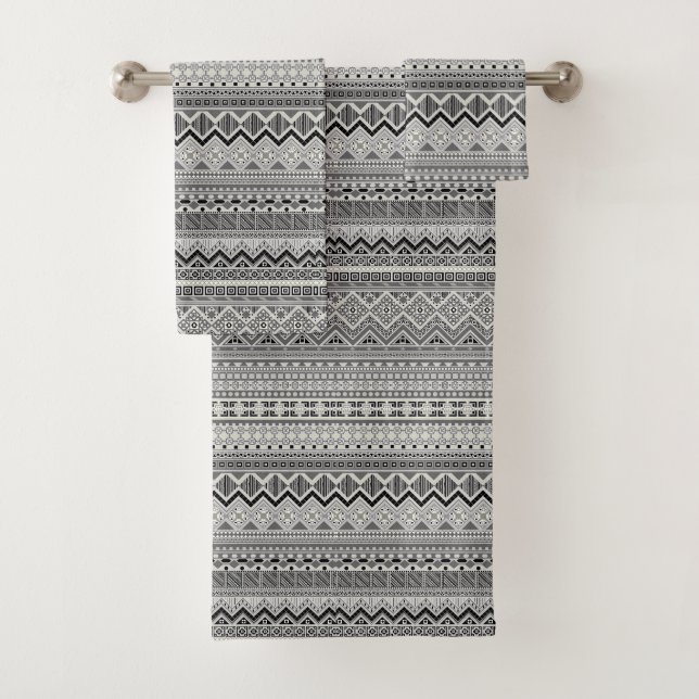 diseño de patrones aztecas blanco gris (In situ)