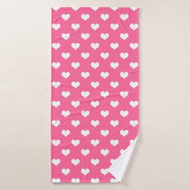 Diseño de patrones de corazón de amor blanco rosad (Toalla de baño)