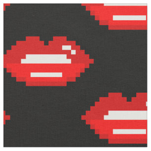 Diseño de patrones de labios de píxeles rojos tela