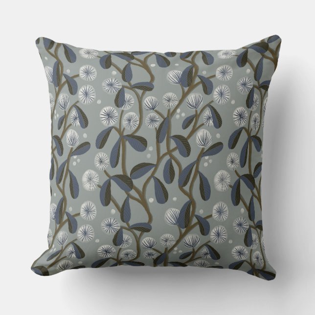 Diseño de patrones florales fluorados en almohada (Anverso)