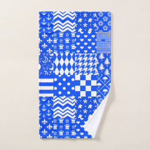 Diseño de patrones mixtos azul blanco