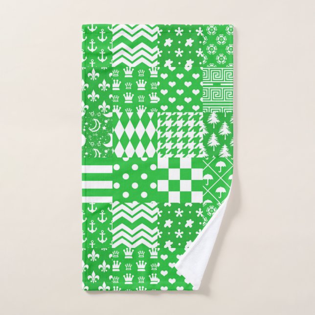 Diseño de patrones mixtos de color blanco verde (Toalla de mano)
