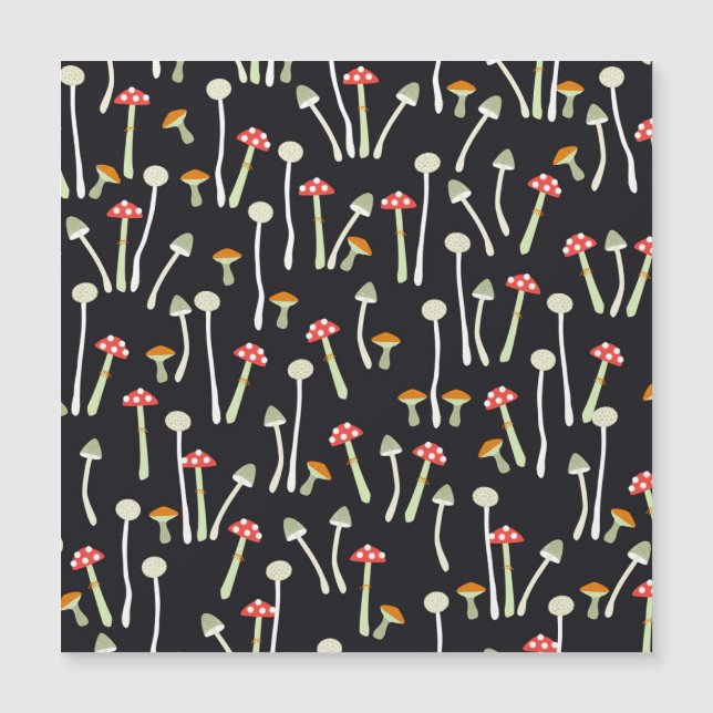 Diseño de patrones vintage de hongos de otoño. (Anverso)