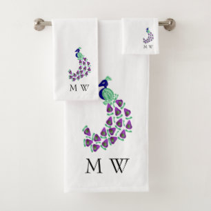 Diseño de pavo real monogramado