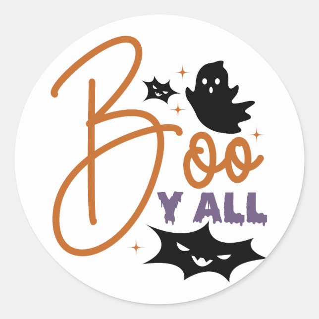 Diseño de Pegatina Boo Y'all Halloween (Anverso)