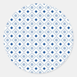diseño de pegatina redonda con azul y blanco