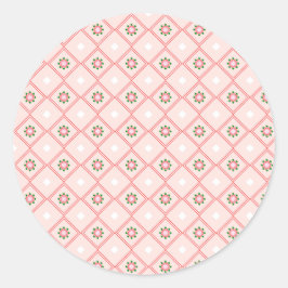 diseño de pegatina redonda con rosa y blanco 