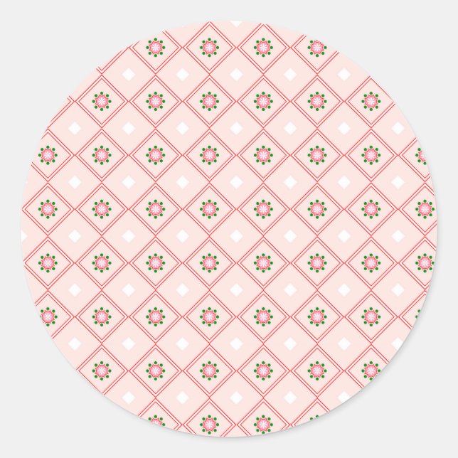 diseño de pegatina redonda con rosa y blanco  (Anverso)