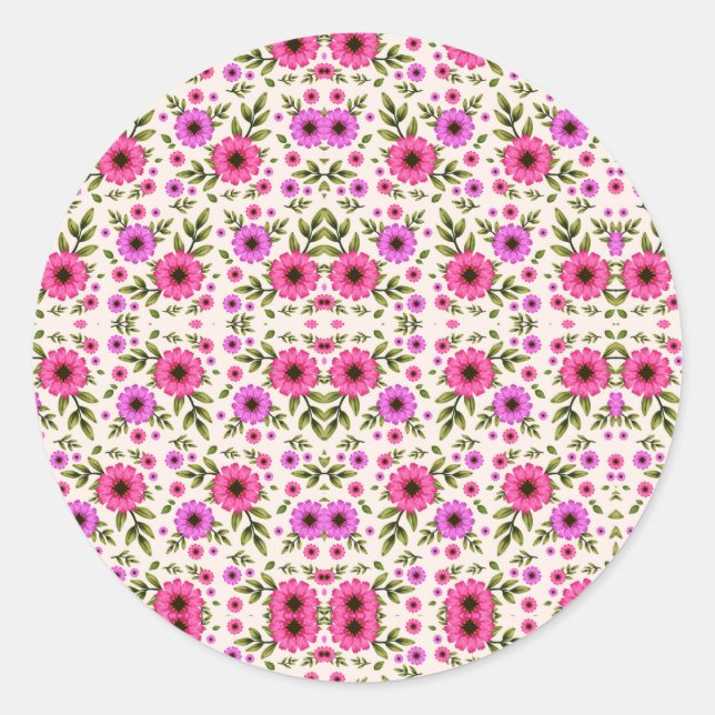 diseño de pegatina redonda con vibrante rosa  (Anverso)