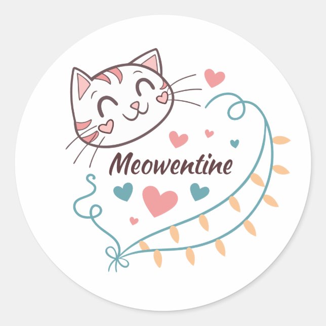 Diseño de Pegatinas Meowentine para amantes del ga (Anverso)