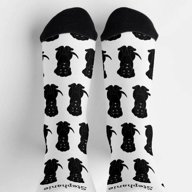 Diseño de perro Labrador negro en calcetines (Arriba)