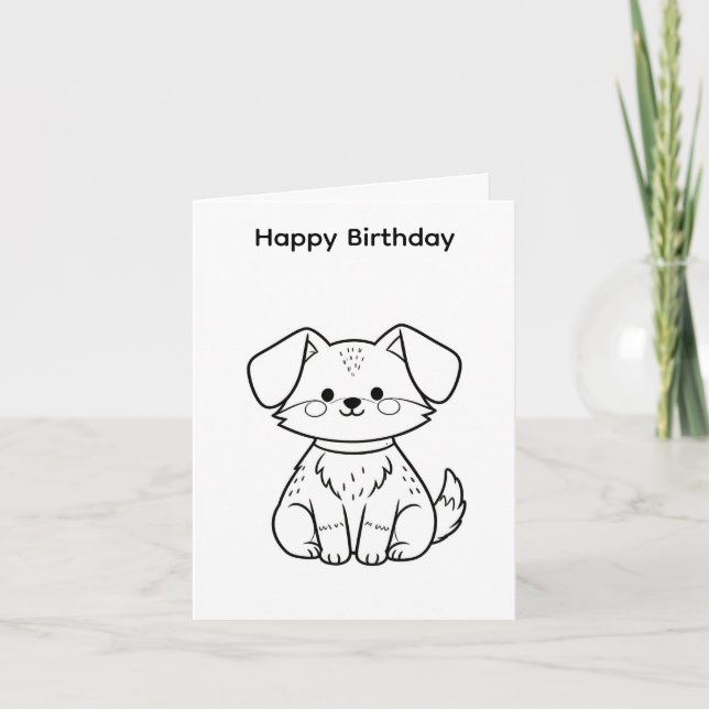 Diseño de perro para tarjeta de cumpleaños para co (Anverso)