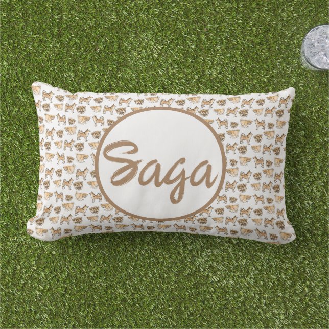 Diseño de perros al aire libre lanzar almohada con (Césped)