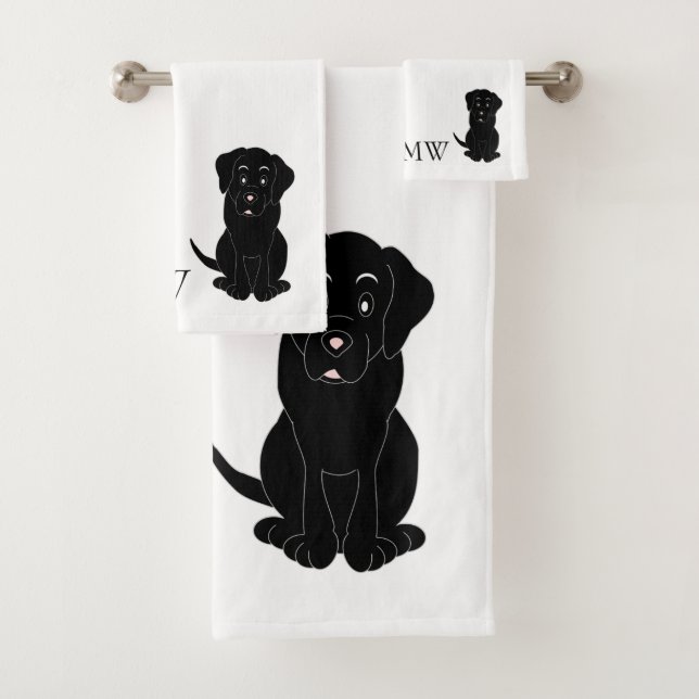 Diseño de perros labrador negro monogramado (In situ)