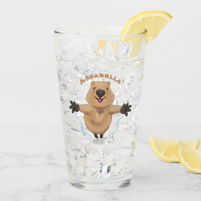 Diseño de personalizados de quokka saltando feliz (Reverso (hielo))