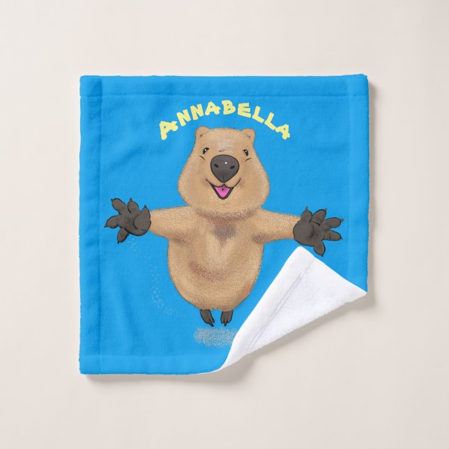 Diseño de personalizados de quokka saltando feliz (Toallita)