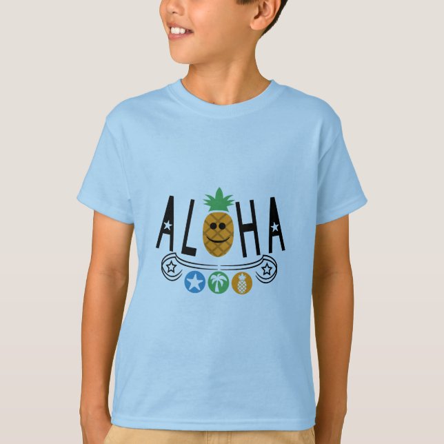 Diseño de piña Aloha - camiseta básica para niños (Anverso)