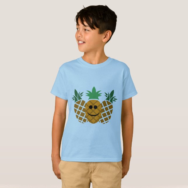 Diseño de piña - Camiseta para niños Hanes TAGLESS (Anverso completo)