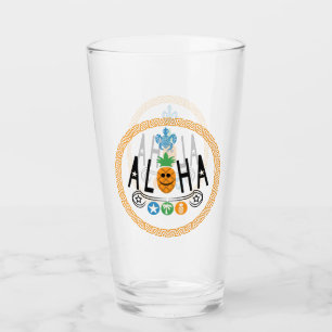 Diseño de piña de Aloha - Copa de vidrio de 16oz