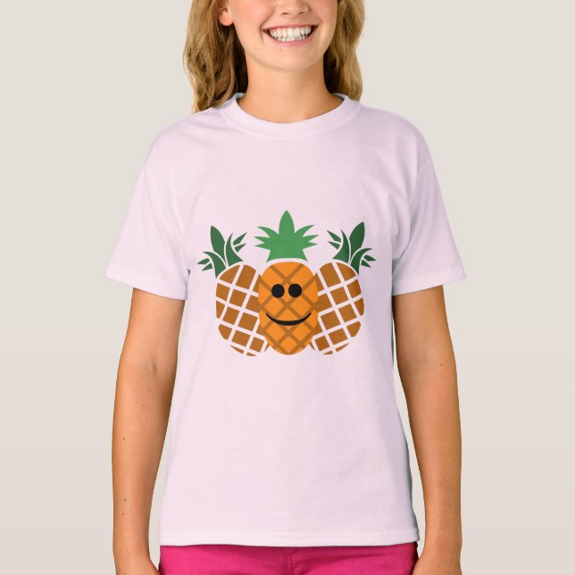 Diseño de piña feliz - Camiseta básica para Chicas (Anverso)