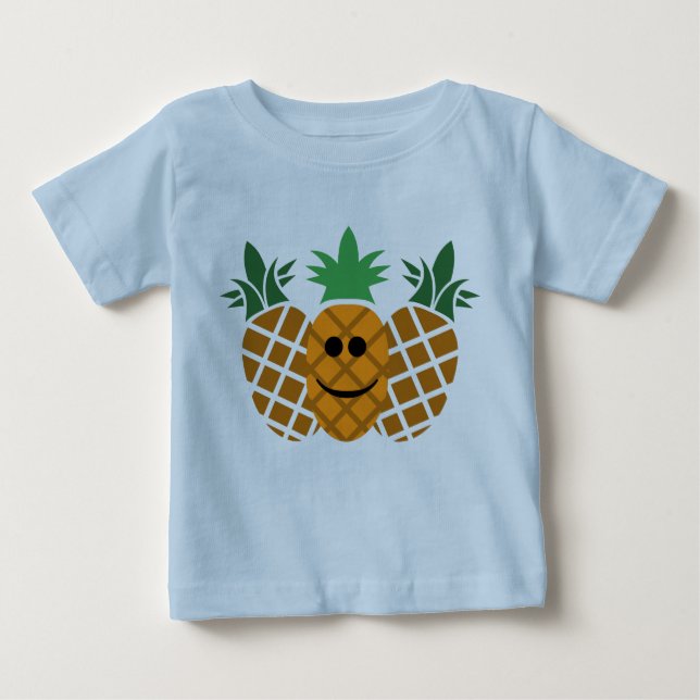 Diseño de piña feliz - Camiseta de Jersey fina par (Anverso)