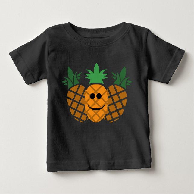 Diseño de piña feliz - Camiseta de Jersey fina par (Anverso)