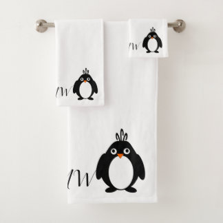 Diseño de pingüino monogramado