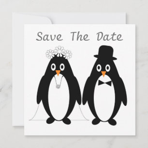 Diseño De Pingüinos Guardar La Invitación De Boda