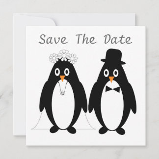 Diseño De Pingüinos Guardar La Invitación De Boda