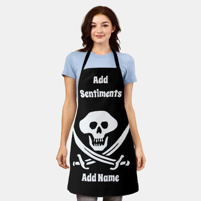 Diseño de pirata editar & agregar texto, Delantal (Gastado)