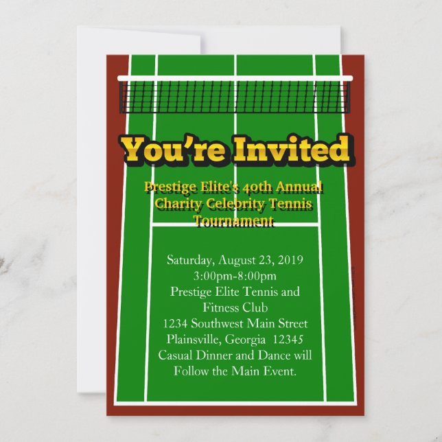 Diseño de pista de tenis Invitación gráfica (Anverso)