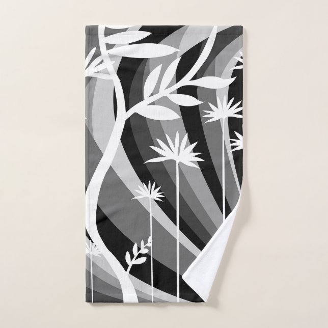 Diseño de plantas en blanco y negro (Toalla de mano)