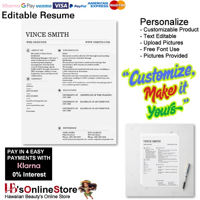 Diseño de plantilla de currículum básico Fácil per (Basic Resume Template Design Easy Customization.)