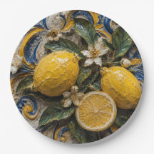 Diseño de plato de papel de limón