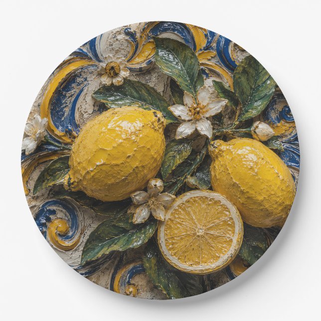 Diseño de plato de papel de limón (Anverso)