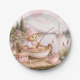 Diseño de plato de papel de pequeña pescadora