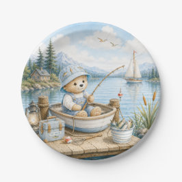 Diseño de plato de papel de pequeño pescador