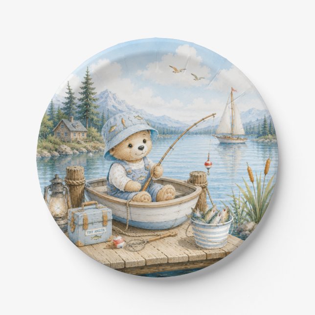 Diseño de plato de papel de pequeño pescador (Anverso)