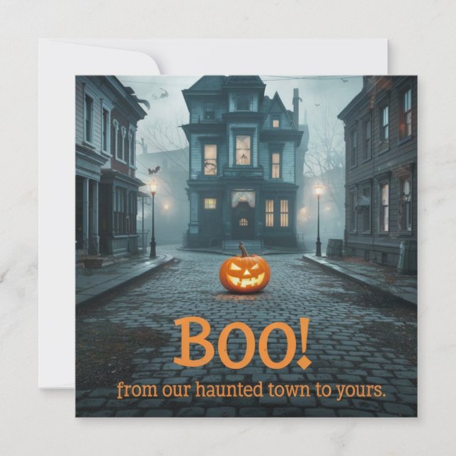 Diseño de Plaza de Pueblo Fantasmal de Halloween (Anverso)